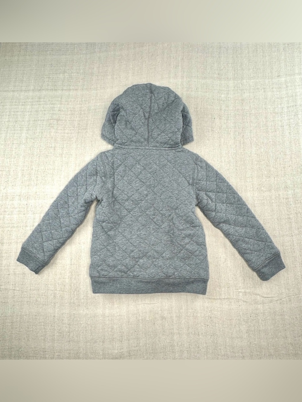 OshKosh B’gosh Boys Size 6 Gray Quilted Pullover Hoodie Henley Sweatshirt - Picture 2 of 7